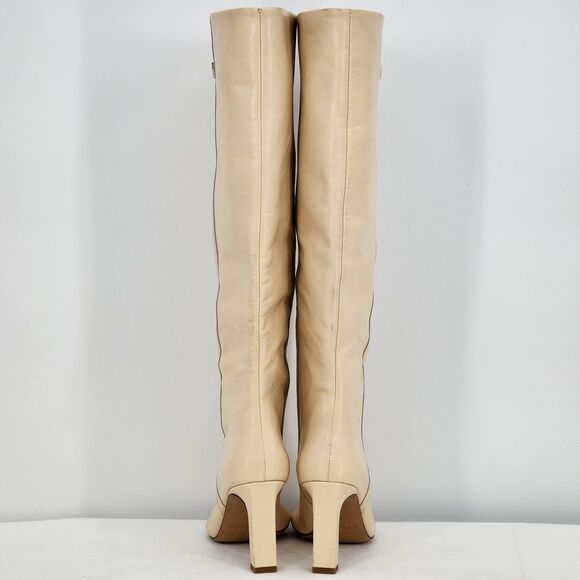 Sandro Jily Smooth Leather Ivory Tall Heeled Boots Size 37 EU NEW - Picture 6 of 16